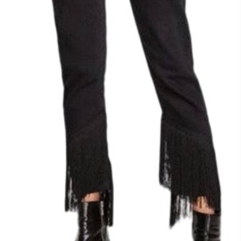 ZARA The Vintage High Waisted Black Fringe Jeans - Picture 9 of 10